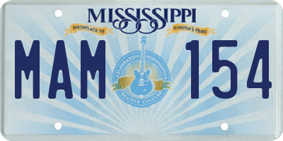 MS license plate MAM154