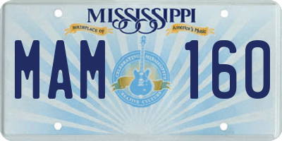 MS license plate MAM160