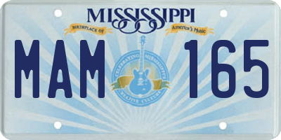 MS license plate MAM165