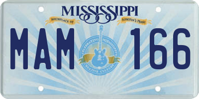 MS license plate MAM166