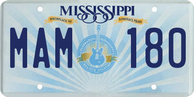 MS license plate MAM180