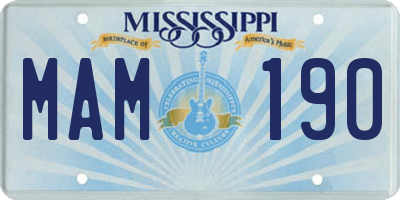 MS license plate MAM190