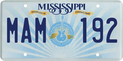 MS license plate MAM192