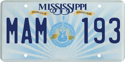 MS license plate MAM193