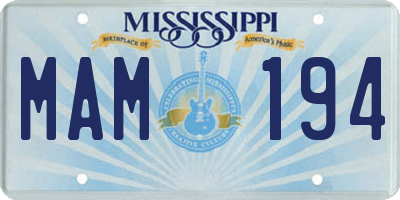 MS license plate MAM194