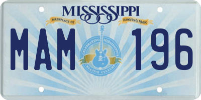 MS license plate MAM196