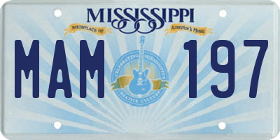 MS license plate MAM197