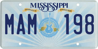 MS license plate MAM198
