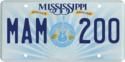 MS license plate MAM200