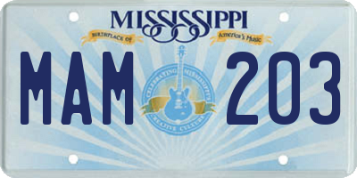 MS license plate MAM203