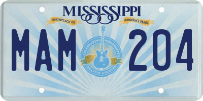 MS license plate MAM204