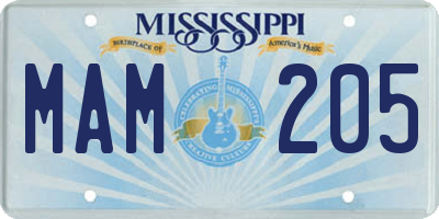 MS license plate MAM205
