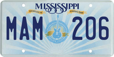 MS license plate MAM206