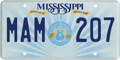 MS license plate MAM207