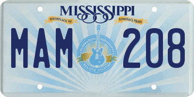 MS license plate MAM208
