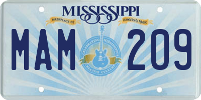 MS license plate MAM209