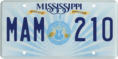MS license plate MAM210