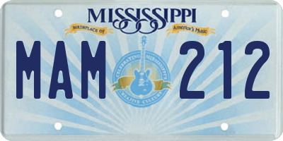 MS license plate MAM212