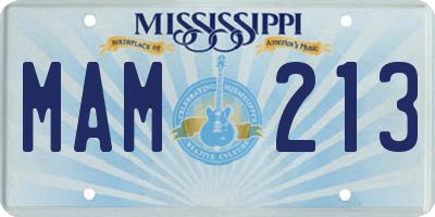 MS license plate MAM213