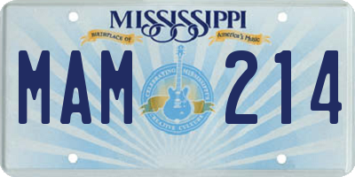 MS license plate MAM214
