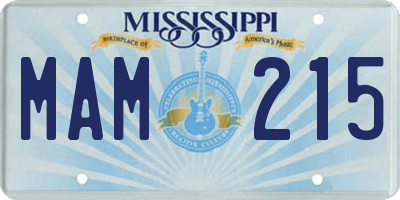 MS license plate MAM215