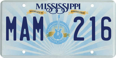 MS license plate MAM216