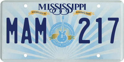 MS license plate MAM217