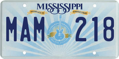 MS license plate MAM218