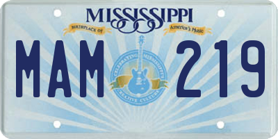 MS license plate MAM219