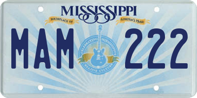 MS license plate MAM222