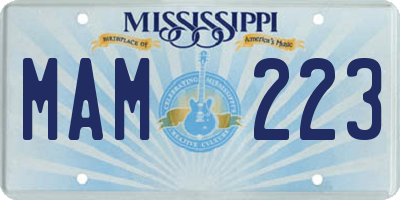 MS license plate MAM223