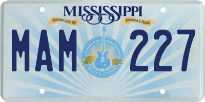 MS license plate MAM227