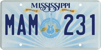 MS license plate MAM231