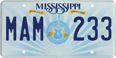 MS license plate MAM233