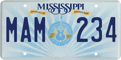MS license plate MAM234