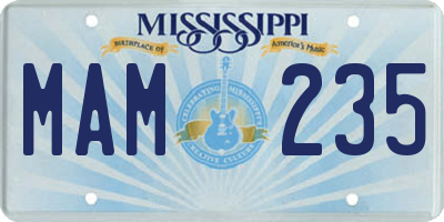 MS license plate MAM235