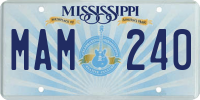 MS license plate MAM240