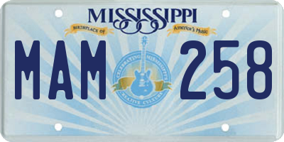 MS license plate MAM258