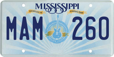 MS license plate MAM260