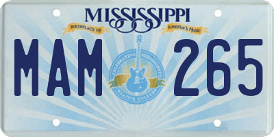 MS license plate MAM265