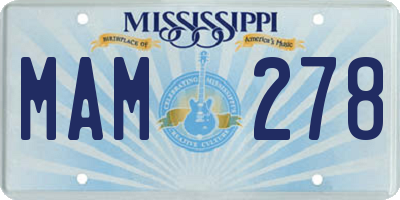 MS license plate MAM278