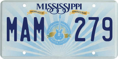 MS license plate MAM279