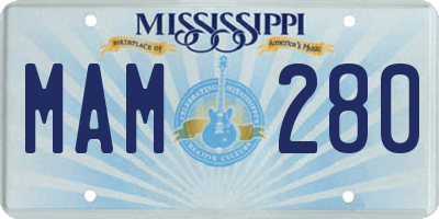 MS license plate MAM280