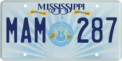 MS license plate MAM287
