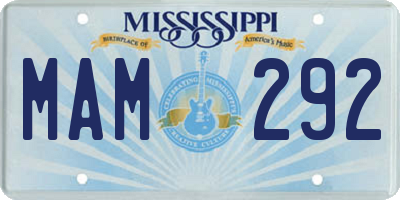 MS license plate MAM292