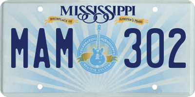 MS license plate MAM302