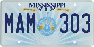 MS license plate MAM303