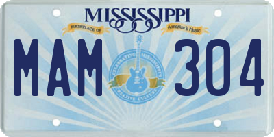 MS license plate MAM304