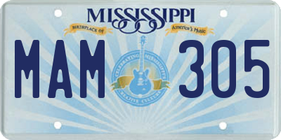 MS license plate MAM305