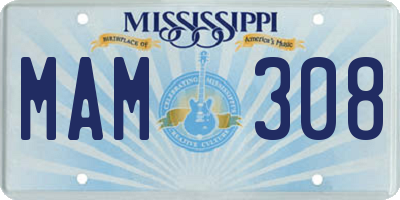 MS license plate MAM308